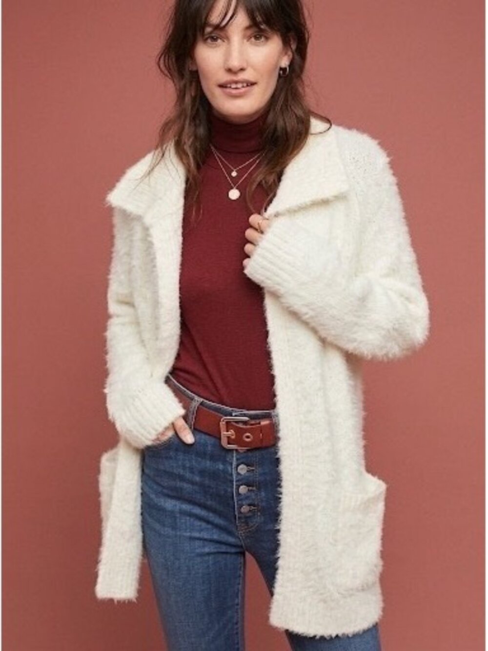 Sleeping on Snow Anthropologie Cardigan Cream M Oversized Soft Cozy Minimalist